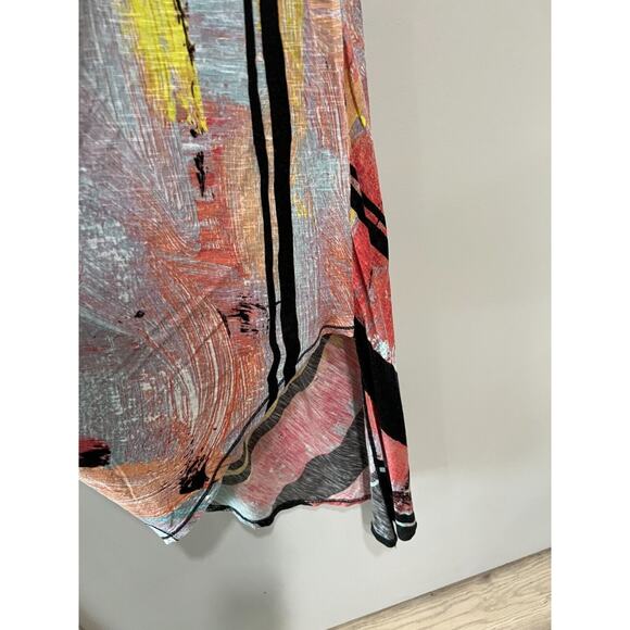 Rachel Roy jersey Asymmetrical handkerchief maxi dress abstract colorful Size-M - Picture 5 of 8